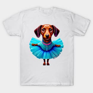 En Pointe! A Blue Tutu Dachshund Ballerina: A Petite Dance Beauty T-Shirt